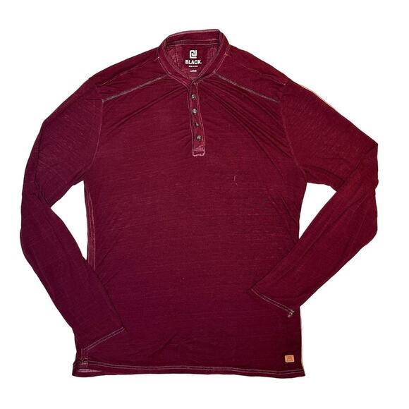 CJ Black Men's Long Sleeve Sheer 1/4 Button Henley Top Red Size Large - Picture 1 of 6